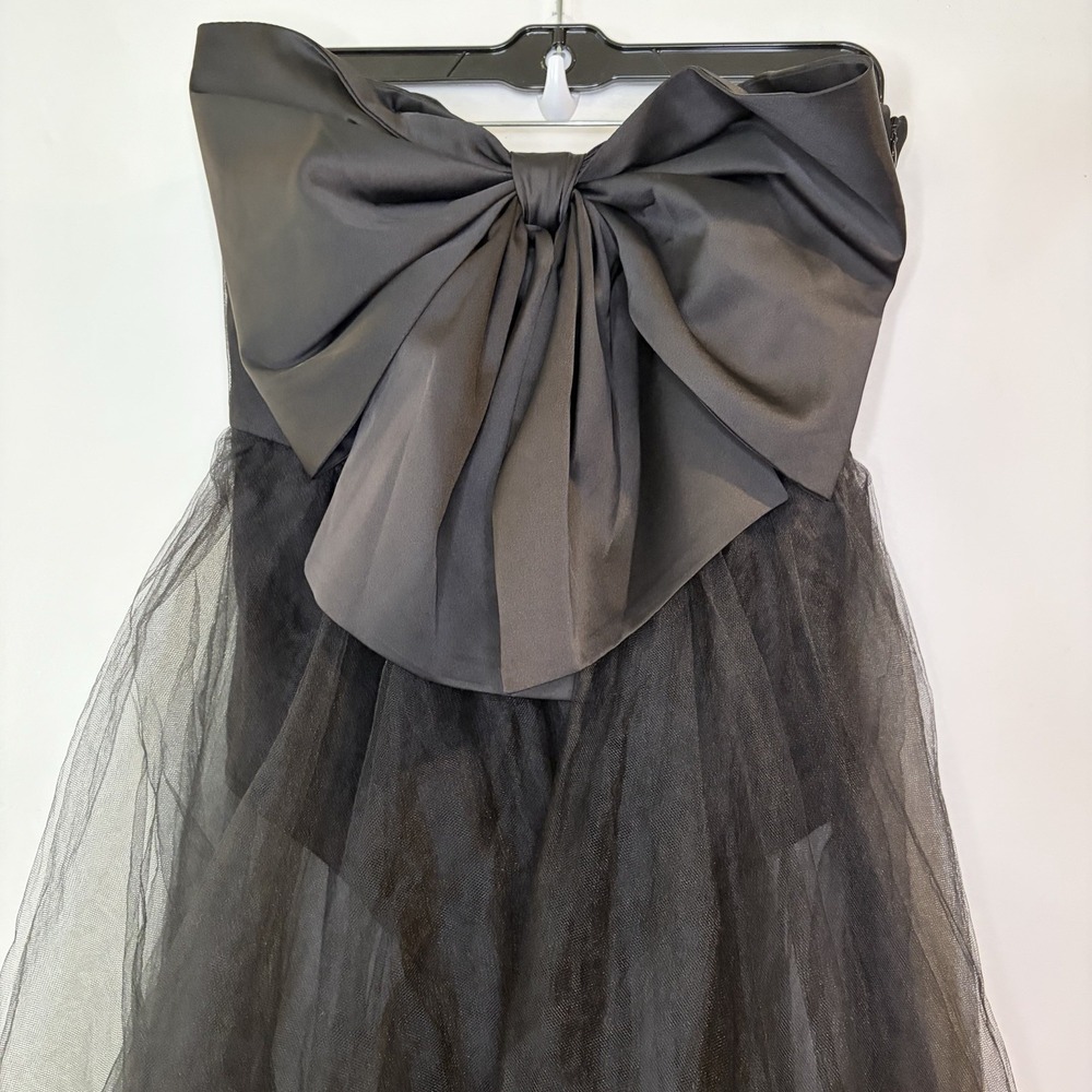 Anthropologie x Hutch - Black Strapless Maxi Dress Large Bow Bodysuit Sheer Sexy - Picture 5 of 8